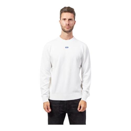 Zachte Gebreide Trui Blauw Label Wit Hugo Boss , White , Heren