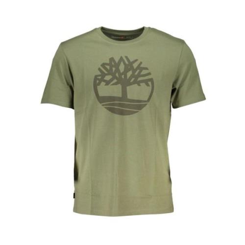 Groen Katoen Bedrukt Logo T-Shirt Timberland , Green , Heren