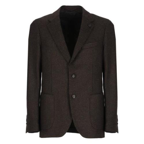 Bruine wollen jas met piek revers Lardini , Brown , Heren