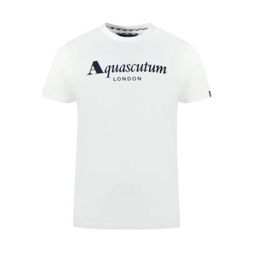 Britse Charme Logo Katoenen Tee Aquascutum , White , Heren