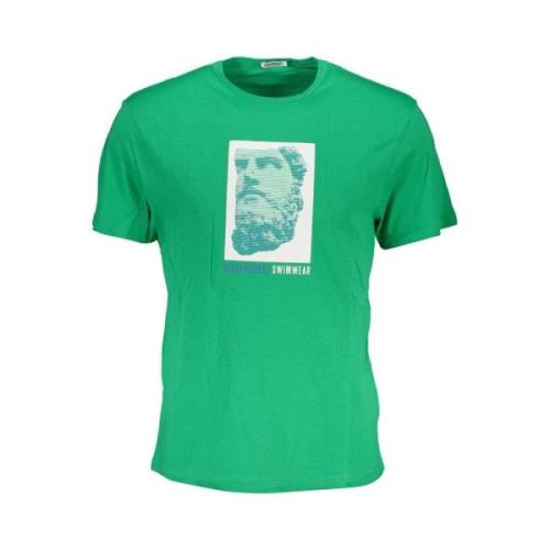 Groen Katoen Logo Print T-Shirt Bikkembergs , Green , Heren