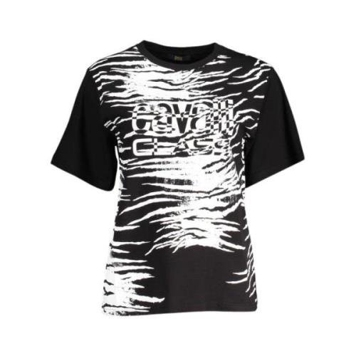 Elegant Logo T-Shirt met vierkante print Cavalli Class , Black , Dames