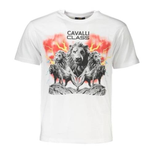 Elegante witte logo tee Cavalli Class , White , Heren