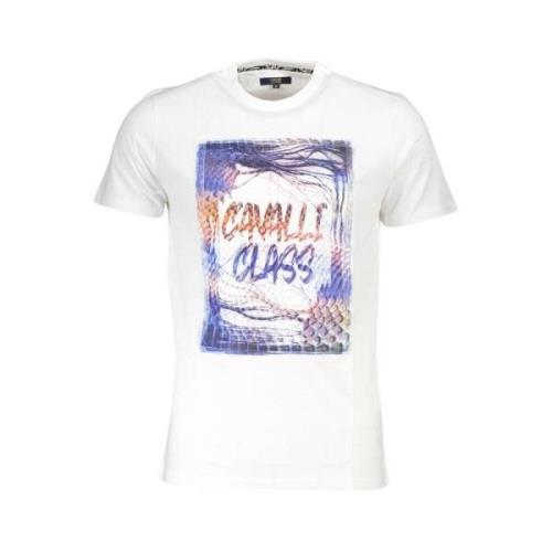 Print Logo Korte Mouw Katoenen T-Shirt Cavalli Class , White , Heren