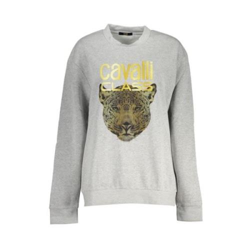 Grijs Fleece Sweatshirt met Ronde Hals Cavalli Class , Gray , Dames