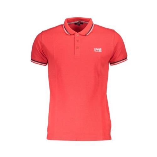 Rood Katoenen Poloshirt met Print Cavalli Class , Red , Heren