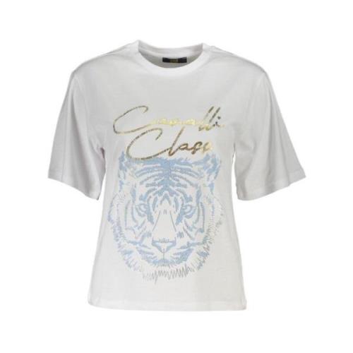 Elegante witte bedrukte tee Cavalli Class , White , Dames