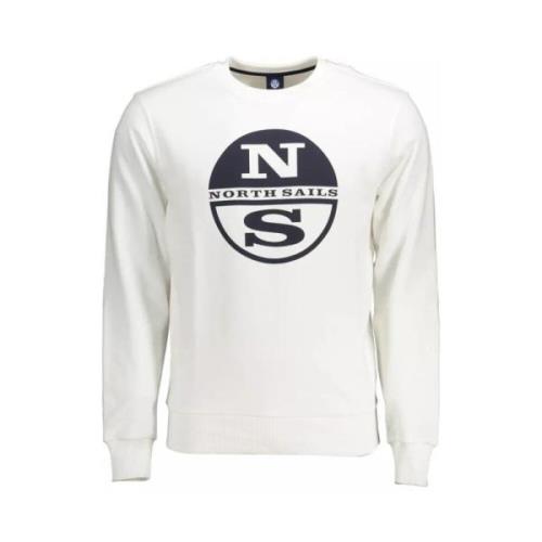 Wit Katoenen Ronde Hals Sweatshirt North Sails , White , Heren