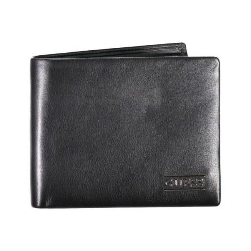 Elegante Zwarte Leren Bifold Portemonnee Guess , Black , Heren