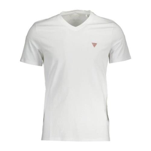 Slim Logo V-Neck T-Shirt Guess , White , Heren