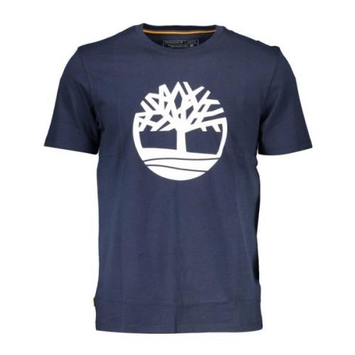 Blauw Signature Print Biologisch Katoen T-Shirt Timberland , Blue , He...