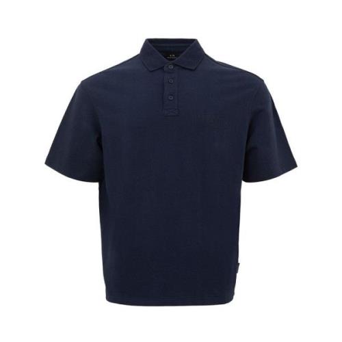 Blauw Katoenen Poloshirt Armani Exchange , Blue , Heren