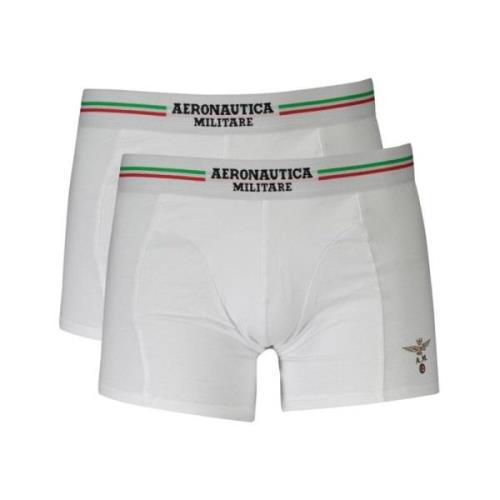 Katoenen Boxershorts Bi-Pack Elastisch Logo Aeronautica Militare , Whi...