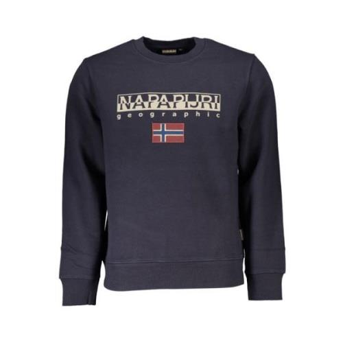 Blauwe Fleece Pullover met Ronde Hals Napapijri , Blue , Heren