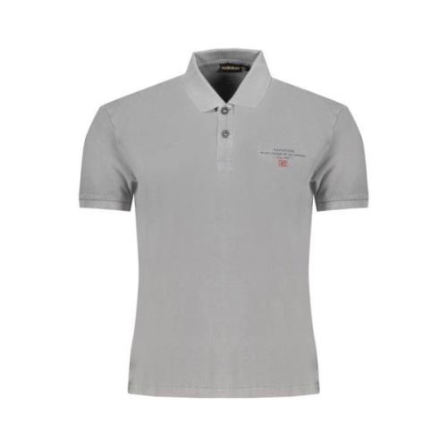 Grijs Katoenen Poloshirt met Print Napapijri , Gray , Heren