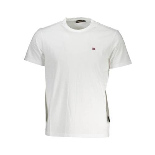 Elegant wit T-shirt met borduurwerk Napapijri , White , Heren