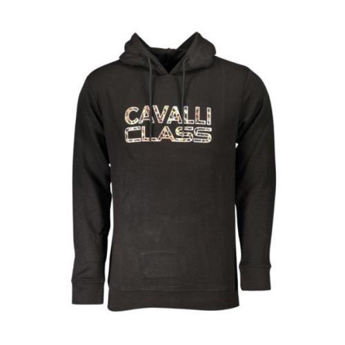 Zwarte Katoenen Hoodie met Logoprint Cavalli Class , Black , Heren