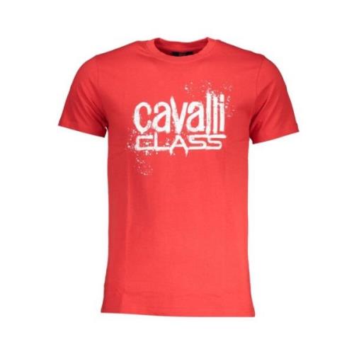 Rode Katoenen Print Logo T-Shirt Cavalli Class , Red , Heren