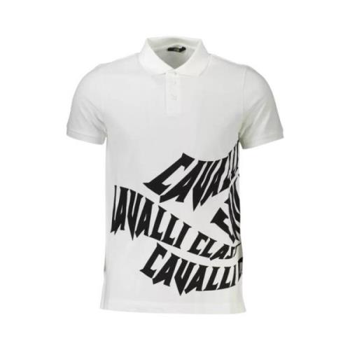 Elegante witte katoenen polo met stijlvolle print Cavalli Class , Whit...