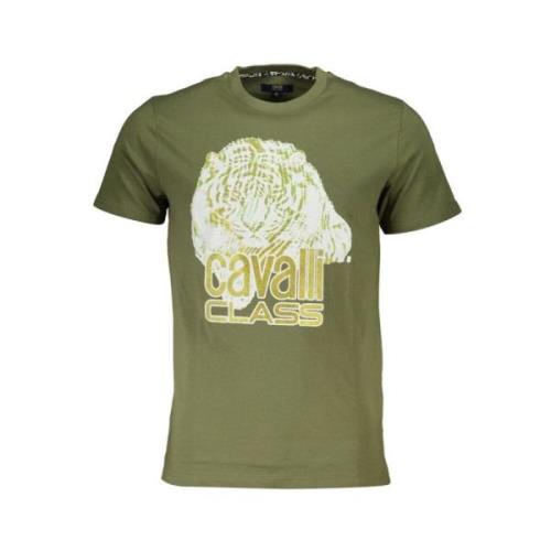 Groen Katoen Logo Print T-Shirt Cavalli Class , Green , Heren