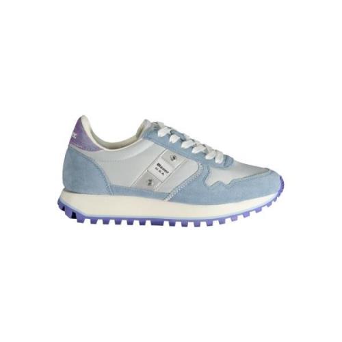 Blauwe Sneaker met Contrastdetails Blauer , Blue , Heren