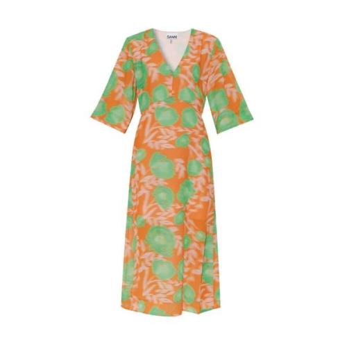 Jurk met bloemenmotief Ganni , Orange , Dames