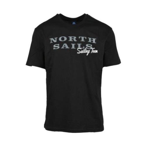 Zwart katoenen T-shirt met reliëflogo North Sails , Black , Heren