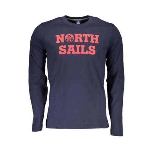 Blauw Langarm T-shirt met Handtekeningprint North Sails , Blue , Heren