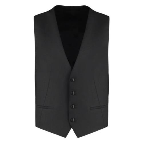 Wollen vest met voorzakken Z Zegna , Black , Heren