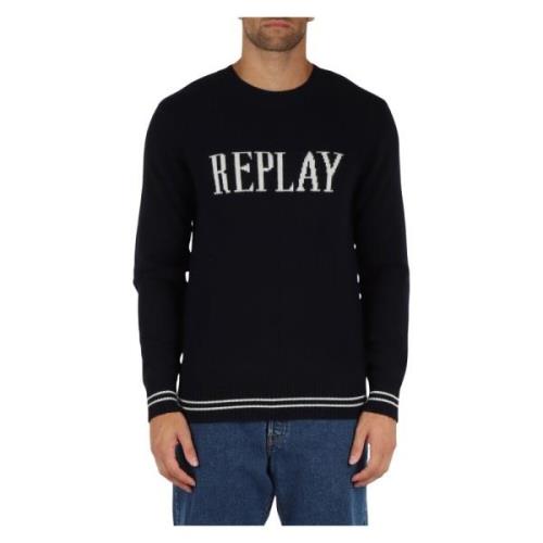 Premium Selection Wolmix Crewneck Sweater Replay , Blue , Heren