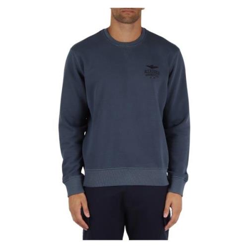 Comfort Fit Katoenen Sweatshirt Aeronautica Militare , Blue , Heren