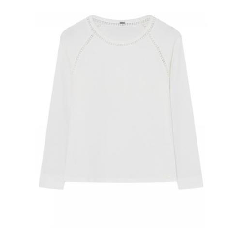 Witte Longsleeve T-shirt met Geborduurde Details Gustav , White , Dame...