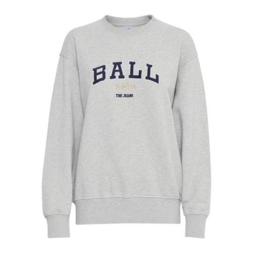 Sportieve Sweatshirt met Slimme Borduursels Ball , Gray , Dames