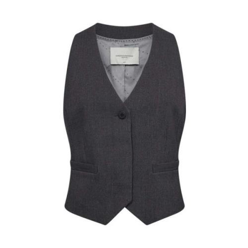 Grijze Melange Tailor Vest met Knopen en Zakken Copenhagen Muse , Gray...