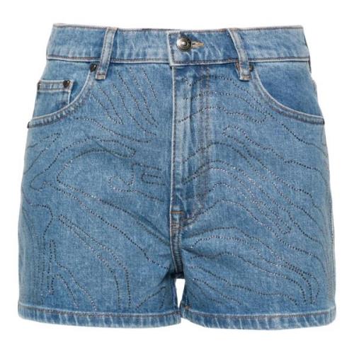 Blauwe Denim Shorts met Riemlussen Rotate Birger Christensen , Blue , ...