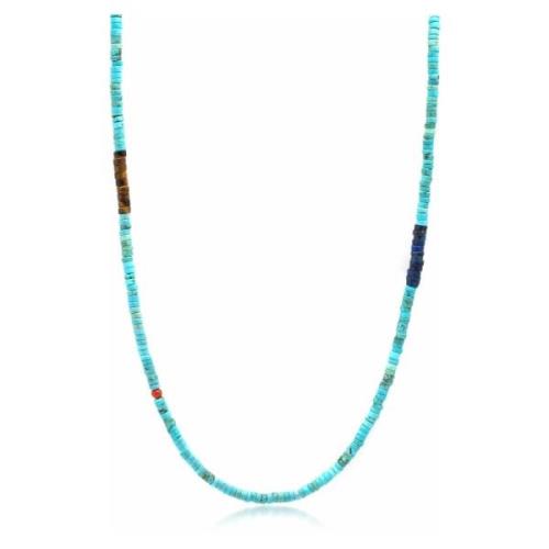 Turquoise Heishi Necklace with Tiger Eye and Blue Lapis Nialaya , Mult...