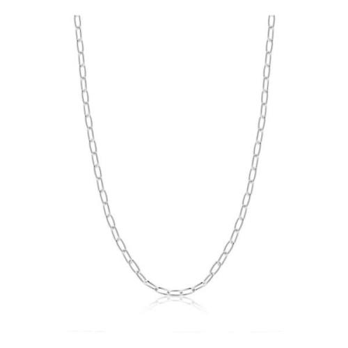 Sterling Silver Thin Paperclip Chain Nialaya , Gray , Heren