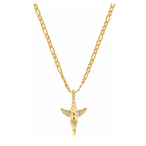 Womens Gold Angel Necklace Nialaya , Yellow , Dames