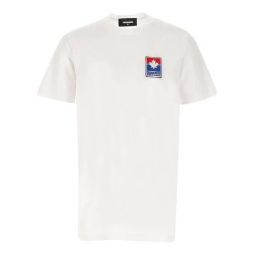 Witte Katoenen Logo T-shirt Ronde Hals Korte Mouw Dsquared2 , White , ...