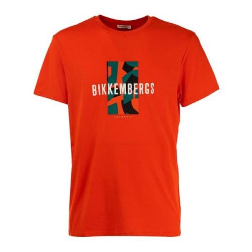 Stijlvolle T-Shirt Collectie voor Mannen Bikkembergs , Orange , Heren