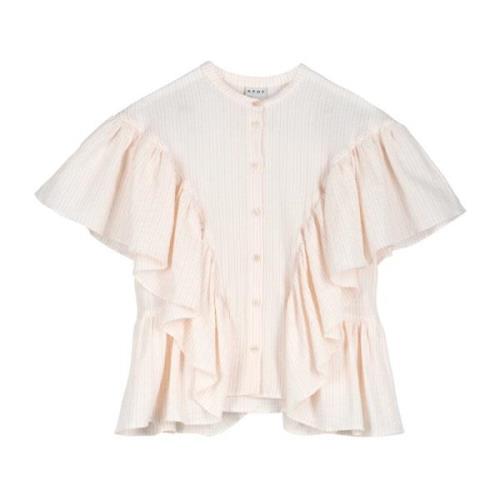 Aria Katoenen Shirt Apof , Beige , Dames