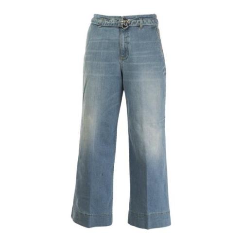 Wijde Pijp Flare Jeans Blauw Zomer Pinko , Blue , Dames