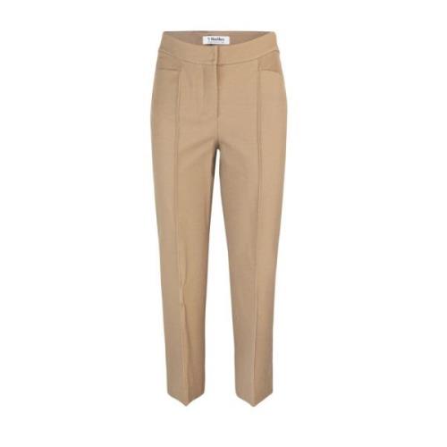 Slim Fit Cotton Trousers Max Mara Studio , Beige , Dames