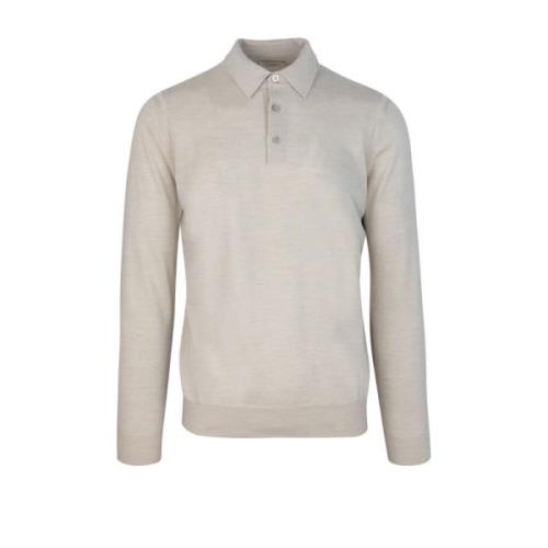 Heren Polo Regular Fit Wol Paolo Pecora , Beige , Heren