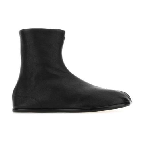 Zwarte leren Tabi enkellaarzen Maison Margiela , Black , Heren