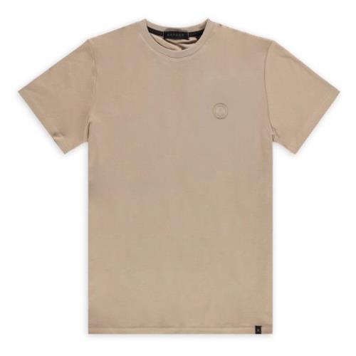 Taupe Leren Tee - Trendy Design Aspact , Beige , Heren