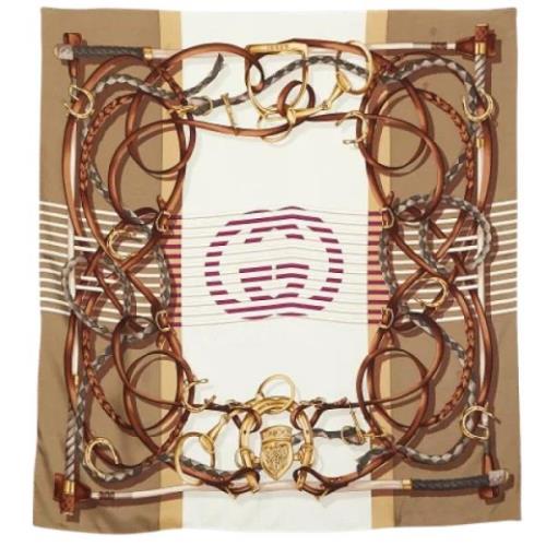 Pre-owned Silk scarves Gucci Vintage , Brown , Dames