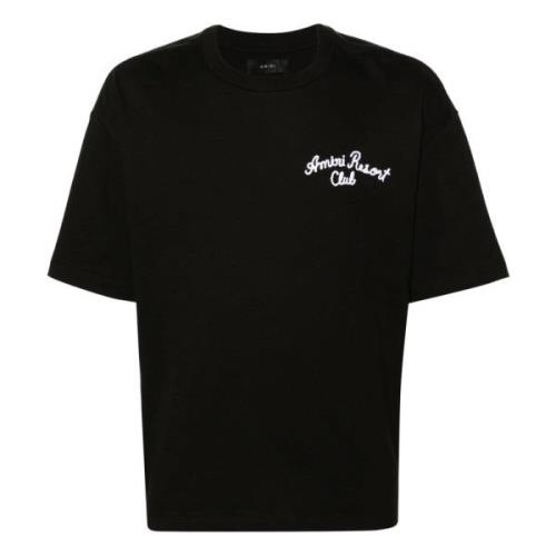 Geborduurd Logo Zwarte T-shirts en Polos Amiri , Black , Heren