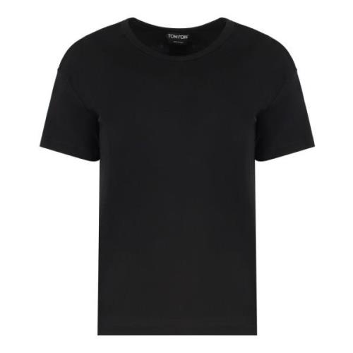 Geribbelde crew-neck T-shirt Tom Ford , Black , Dames