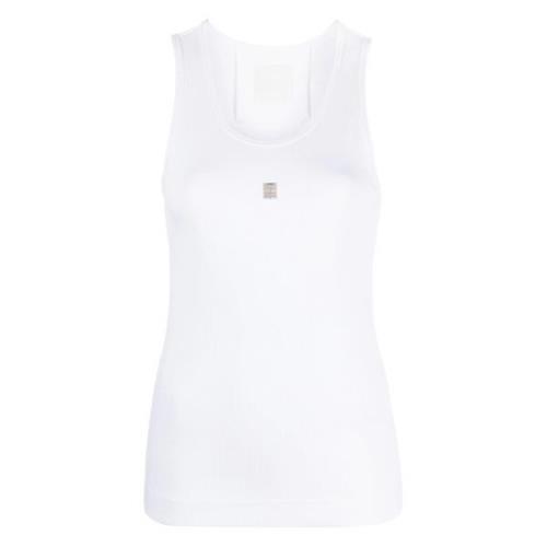 Witte Geribbelde Tanktop met Metallic Detail Givenchy , White , Dames